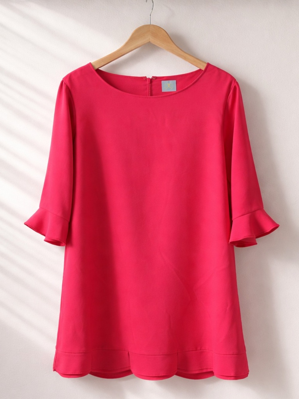 CeCe Hot Pink Ruffle Sleeve Shift Dress